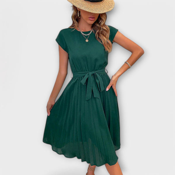 Claire - Korte mouw, geplooide, casual minijurk